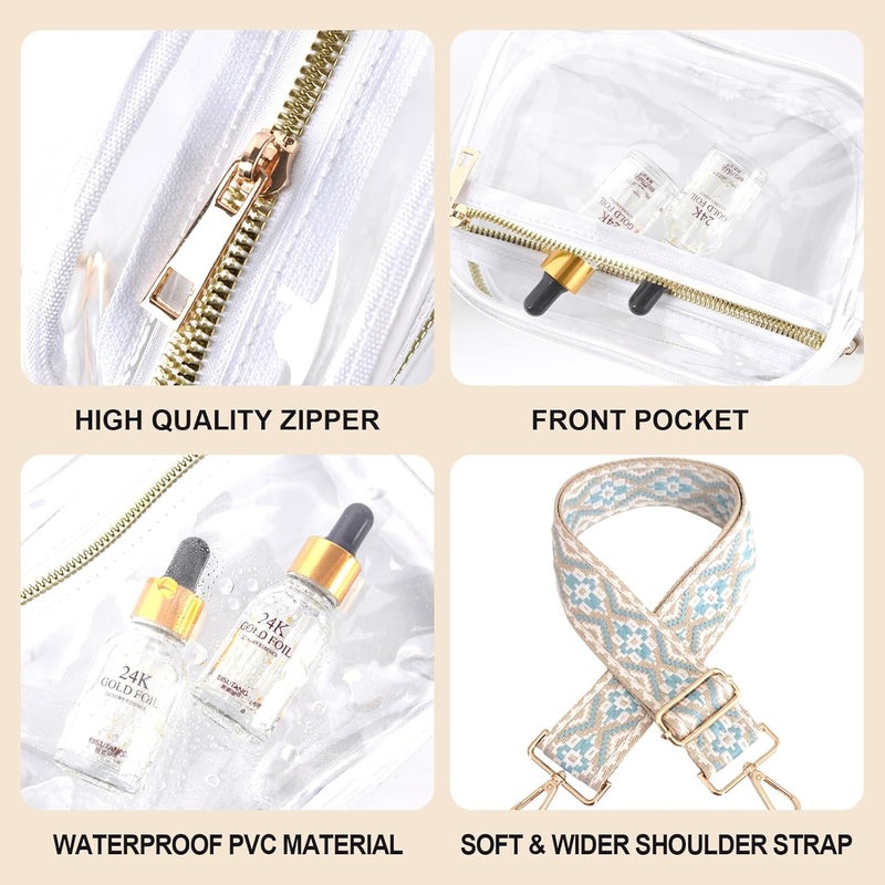 Fibrdoo Clear Bag Stadium Approved, Leather Clear Crossbody Purse Bag for Concerts Sports Events Festivals - Image 5